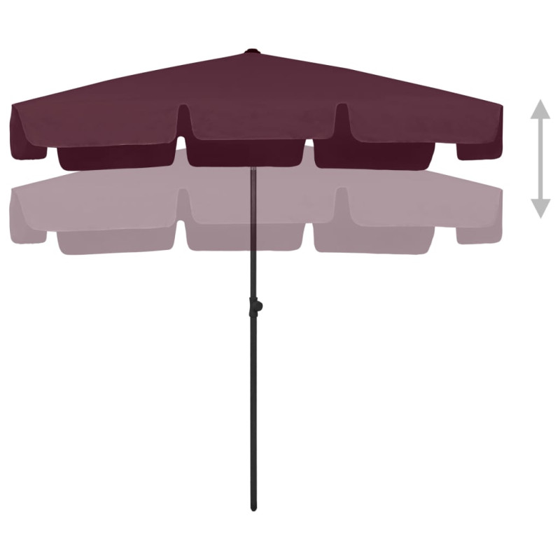 Parasol plażowy, bordowy, 200x125 cm