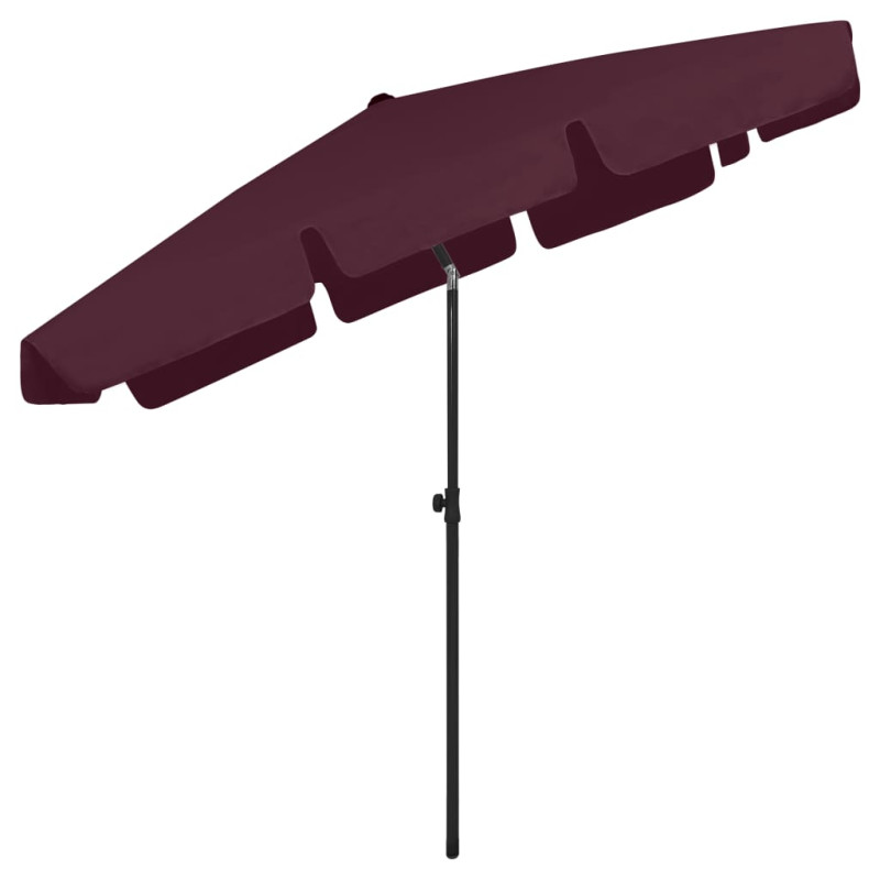 Parasol plażowy, bordowy, 200x125 cm