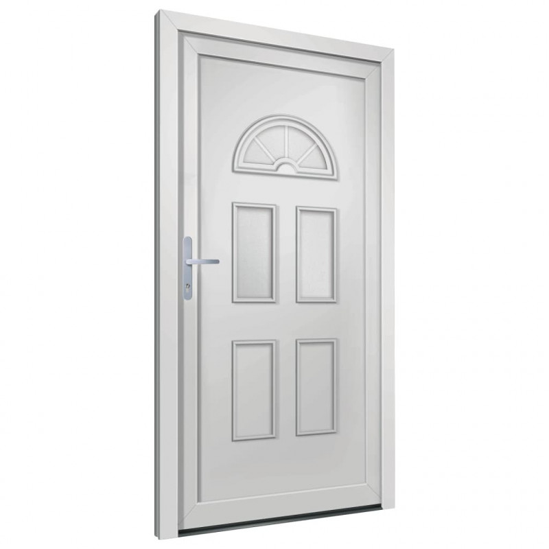 Drzwi wejściowe, białe, 88x200 cm, PVC