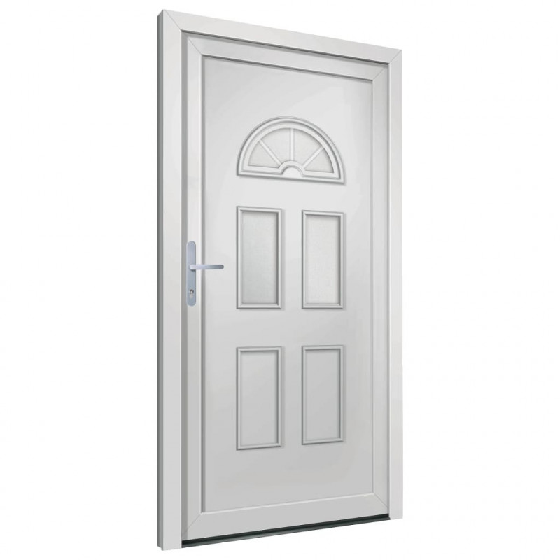 Drzwi wejściowe, białe, 98x208 cm, PVC