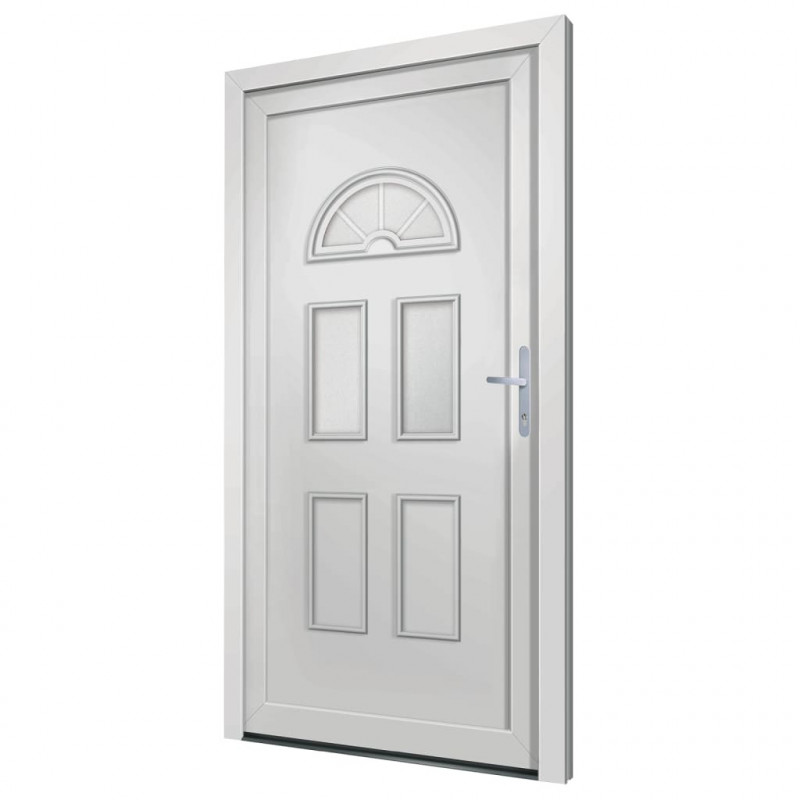 Drzwi wejściowe, białe, 88x200 cm, PVC