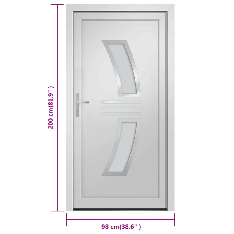 Drzwi wejściowe, białe, 98x200 cm, PVC