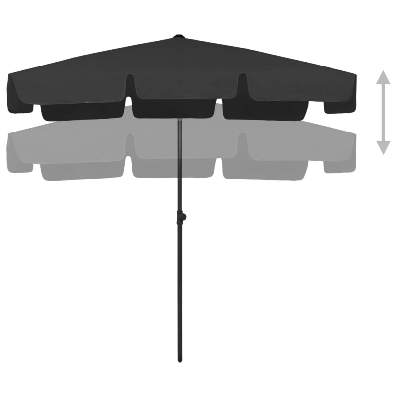 Parasol plażowy, czarny, 200x125 cm