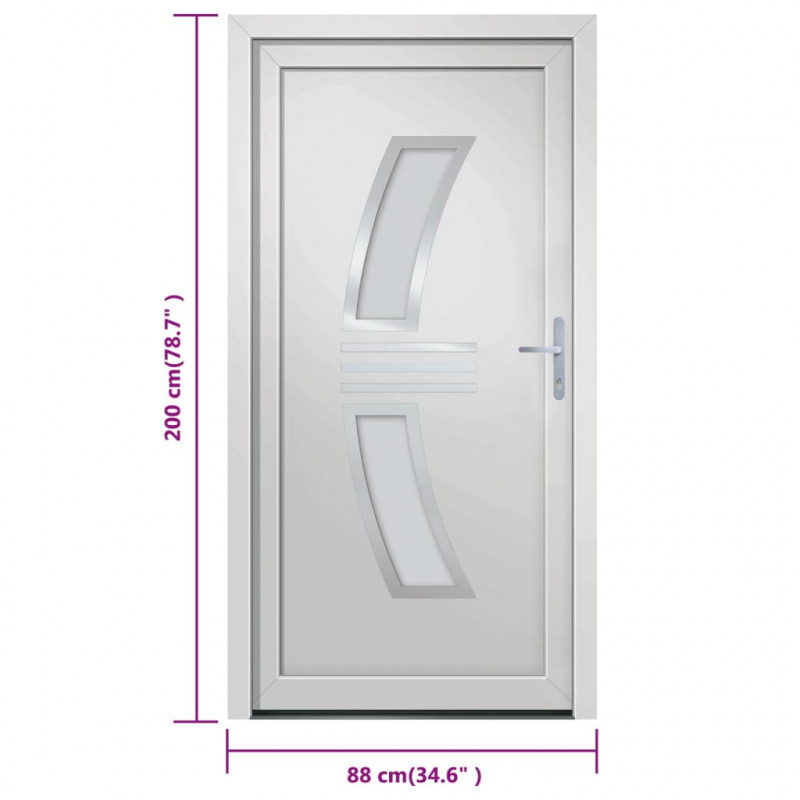 Drzwi wejściowe, białe, 88x200 cm, PVC