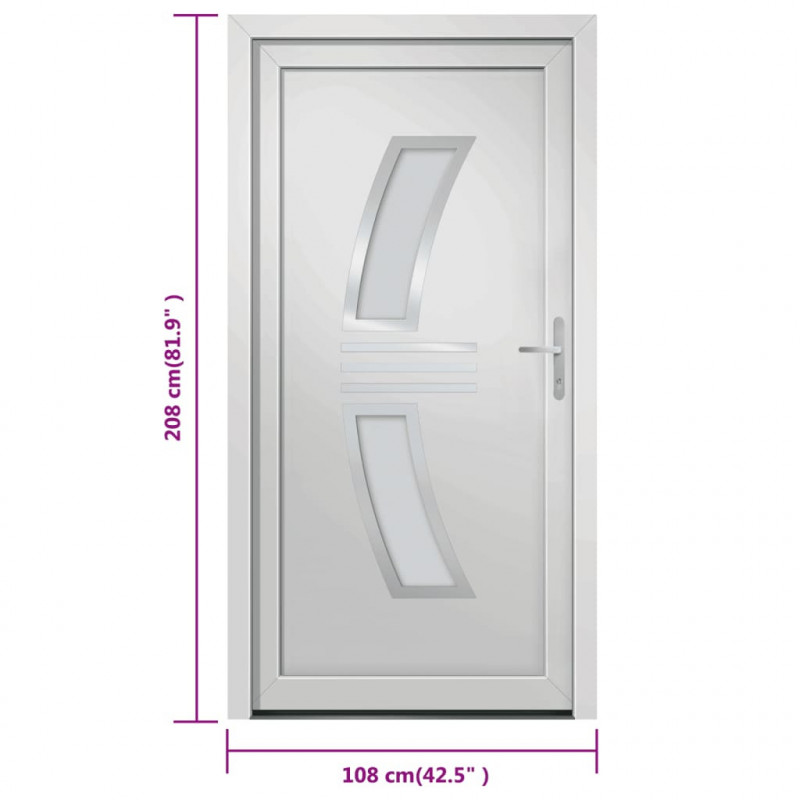 Drzwi wejściowe, białe, 108x208 cm, PVC