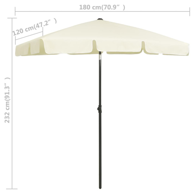 Parasol plażowy, piaskowy żółty, 180x120 cm