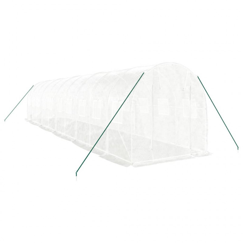 Szklarnia ze stalową ramą, biała, 20 m², 10x2x2 m