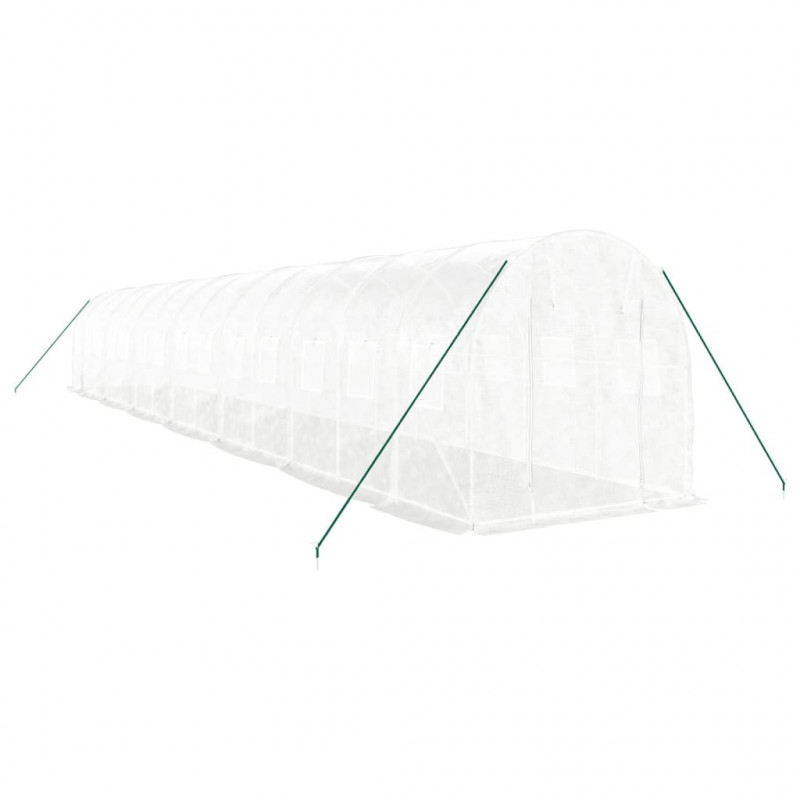 Szklarnia ze stalową ramą, biała, 28 m², 14x2x2 m