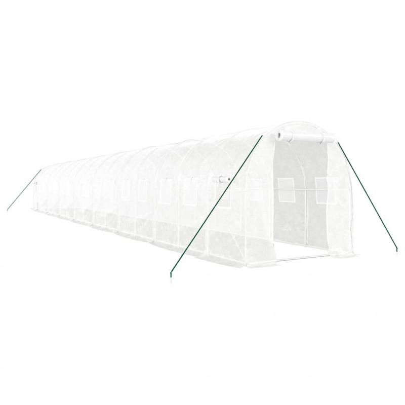 Szklarnia ze stalową ramą, biała, 32 m², 16x2x2 m