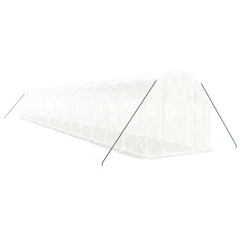 Szklarnia ze stalową ramą, biała, 32 m², 16x2x2 m