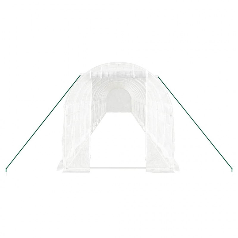 Szklarnia ze stalową ramą, biała, 32 m², 16x2x2 m