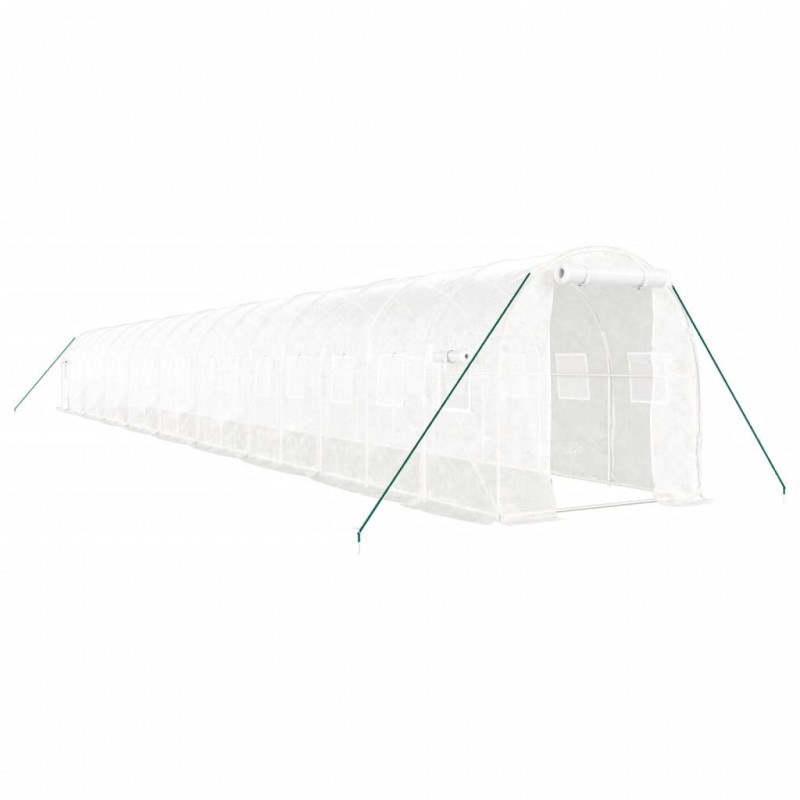 Szklarnia ze stalową ramą, biała, 36 m², 18x2x2 m