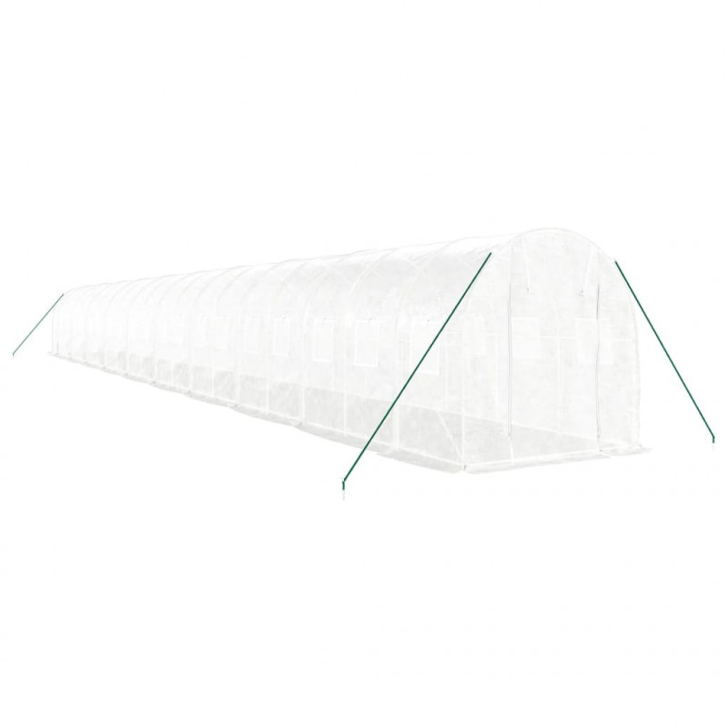 Szklarnia ze stalową ramą, biała, 40 m², 20x2x2 m