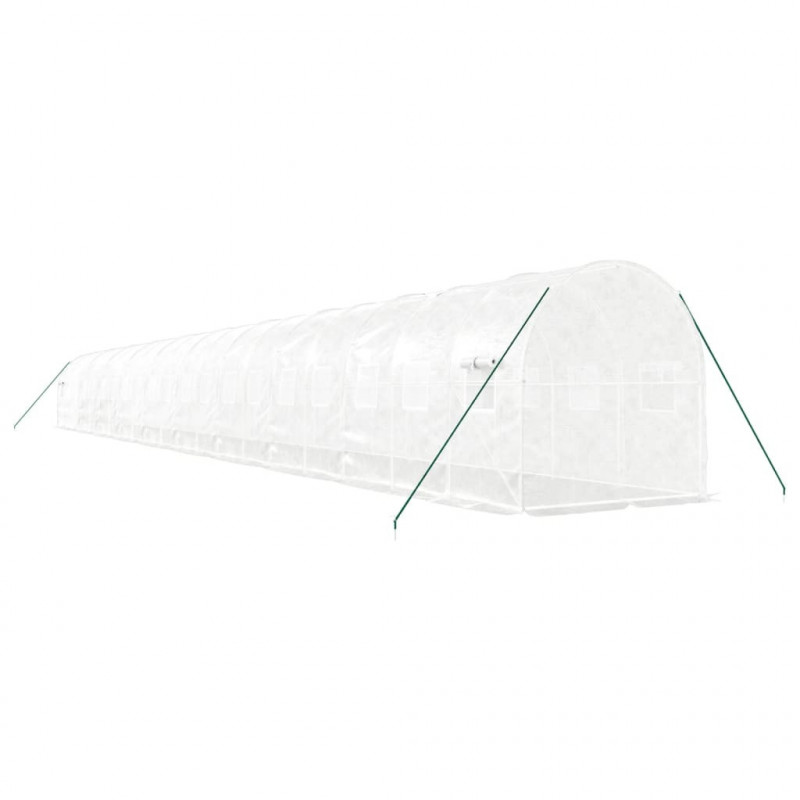 Szklarnia ze stalową ramą, biała, 40 m², 20x2x2 m