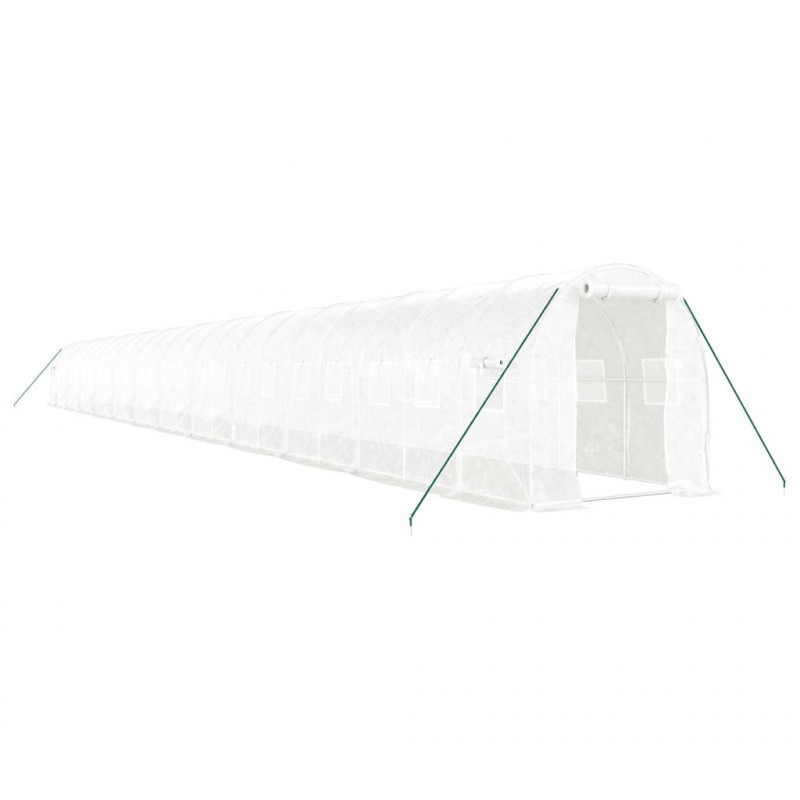 Szklarnia ze stalową ramą, biała, 48 m², 24x2x2 m