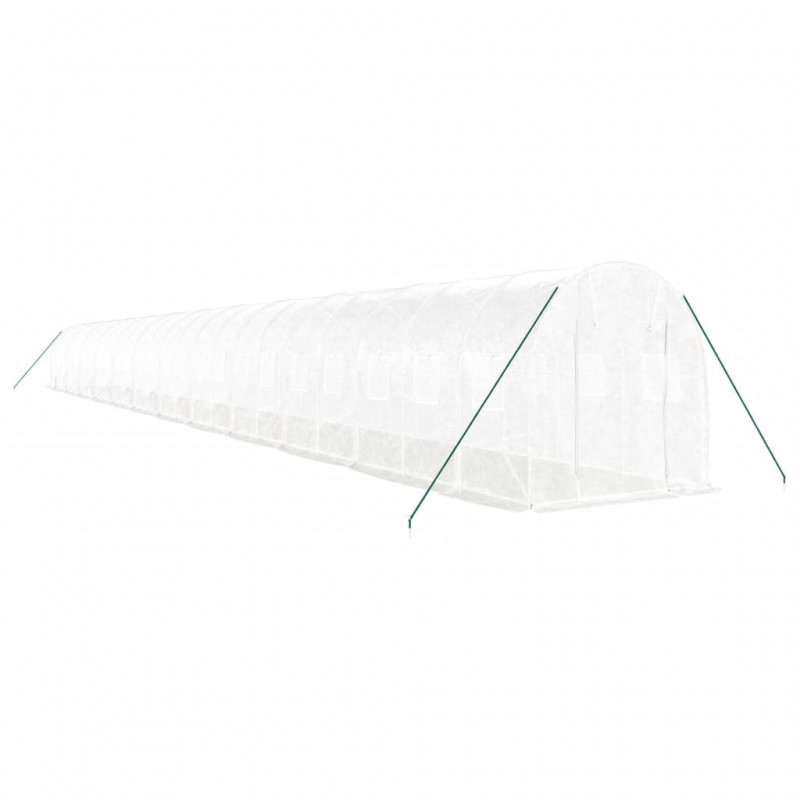 Szklarnia ze stalową ramą, biała, 48 m², 24x2x2 m