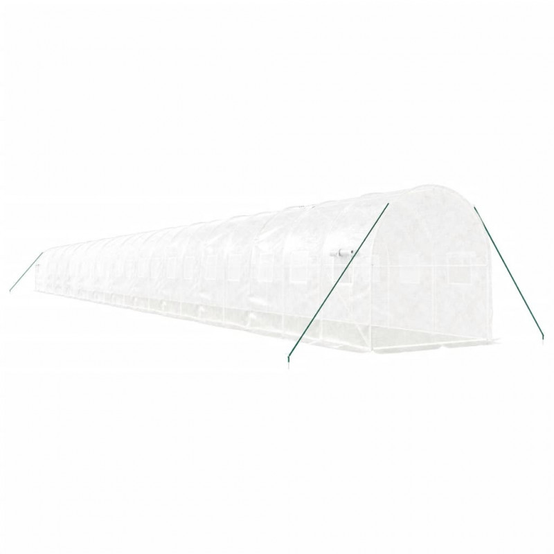 Szklarnia ze stalową ramą, biała, 48 m², 24x2x2 m
