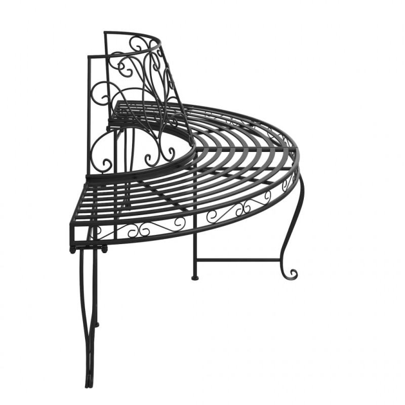 Ławka pod drzewo, półokrągła, Ø160 cm, czarna, stalowa
