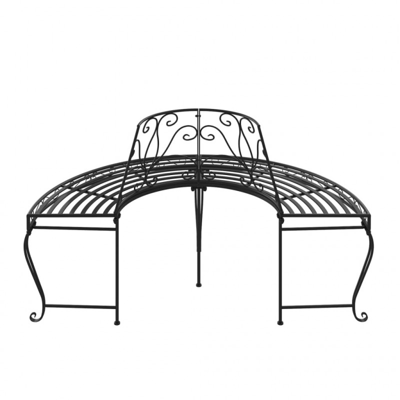 Ławka pod drzewo, półokrągła, Ø160 cm, czarna, stalowa
