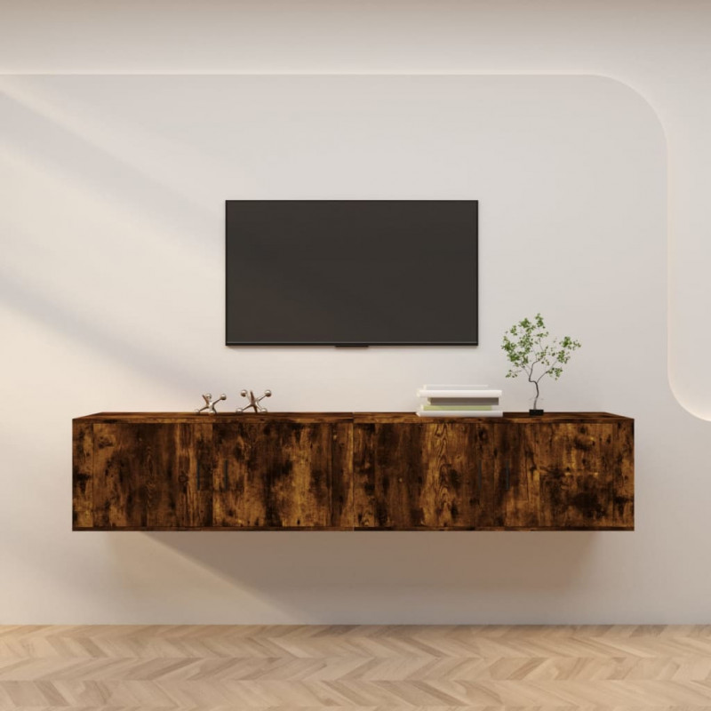 Wiszące szafki TV, 2 szt., przydymiony dąb, 100x34,5x40 cm