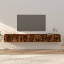 Wiszące szafki TV, 3 szt., przydymiony dąb, 100x34,5x40 cm