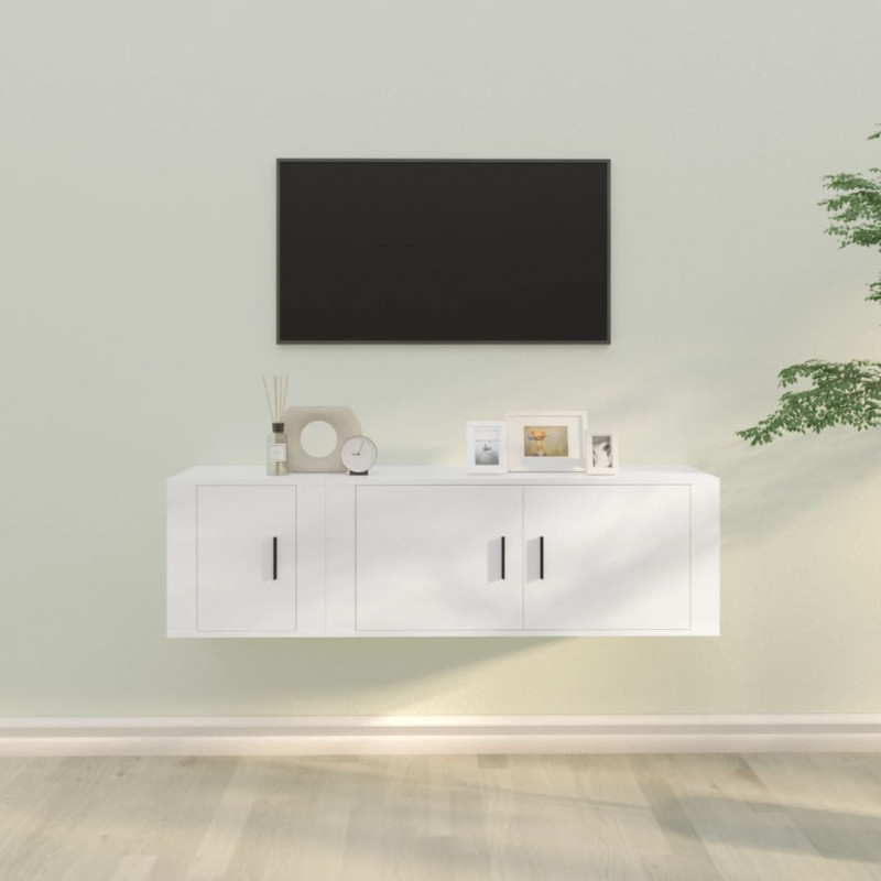Zestaw 2 szafek TV, biały, materiał drewnopochodny