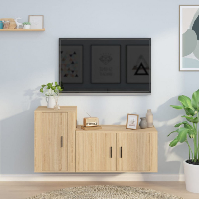 Zestaw 2 szafek TV, dąb sonoma, materiał drewnopochodny