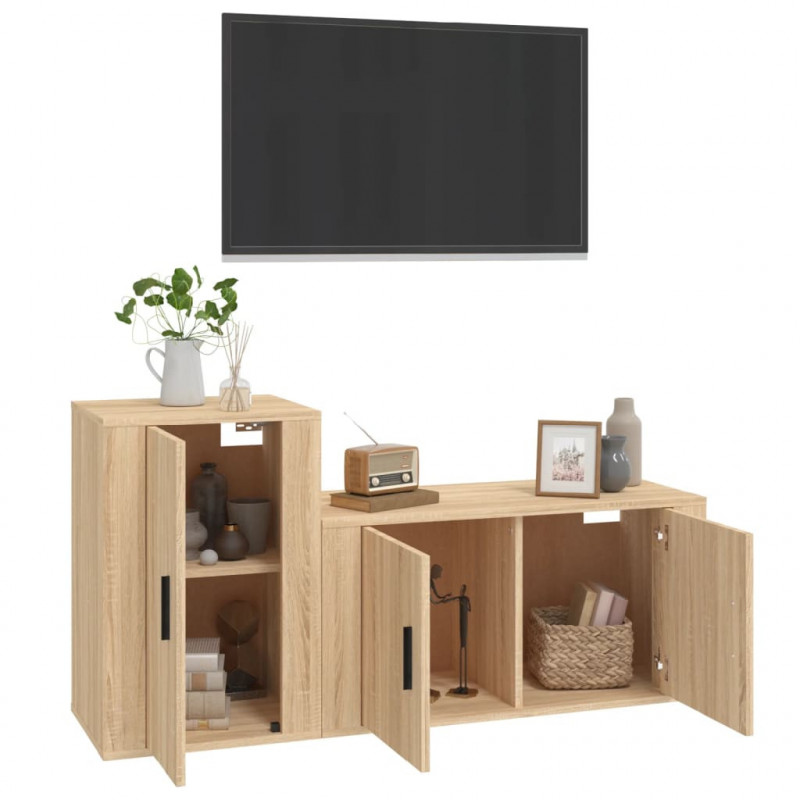 Zestaw 2 szafek TV, dąb sonoma, materiał drewnopochodny