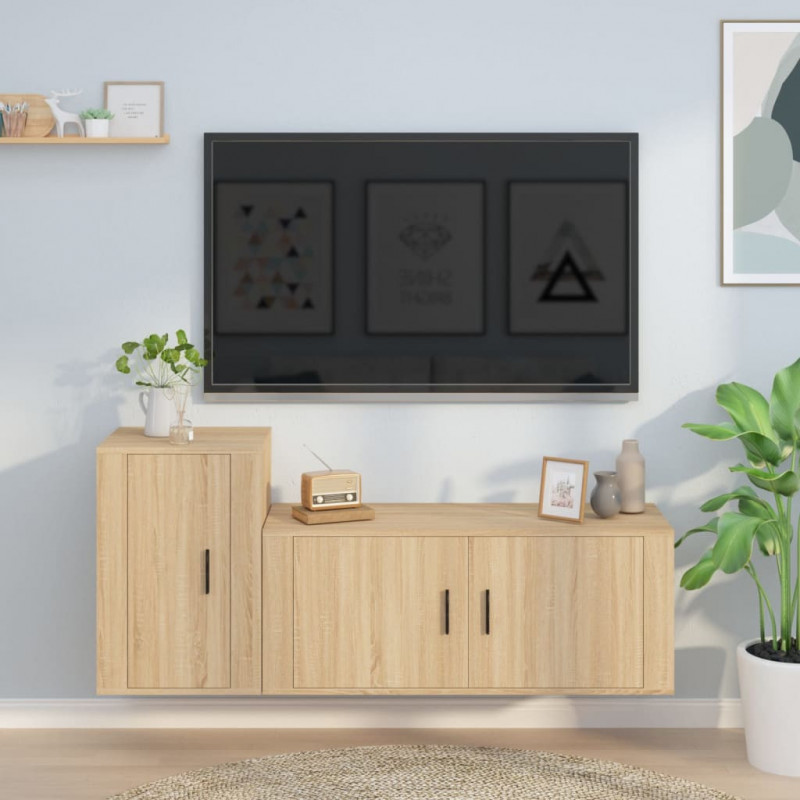 Zestaw 2 szafek TV, dąb sonoma, materiał drewnopochodny