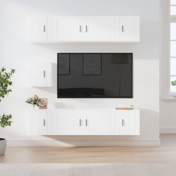 Zestaw 7 szafek TV, Biały, materiał drewnopochodny