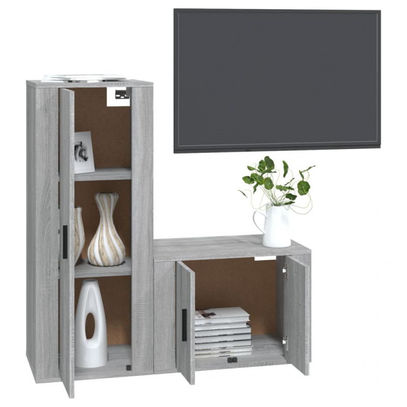 Zestaw 2 szafek pod TV, szary dąb sonoma