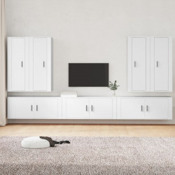 Zestaw 7 szafek TV, Biały, materiał drewnopochodny