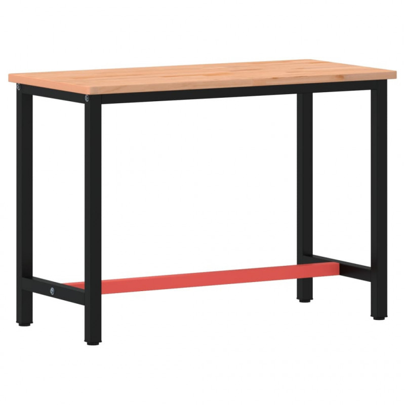 Stół roboczy, 115x55x81,5 cm, lite drewno bukowe i metal