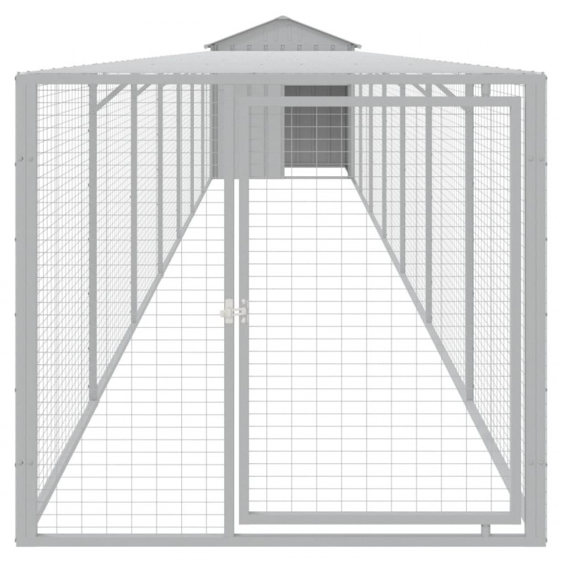 Kurnik z wybiegiem, jasnoszary, 117x813x123 cm, stal