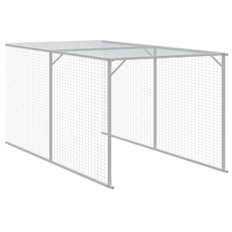 Kurnik z wybiegiem, jasnoszary, 117x813x123 cm, stal