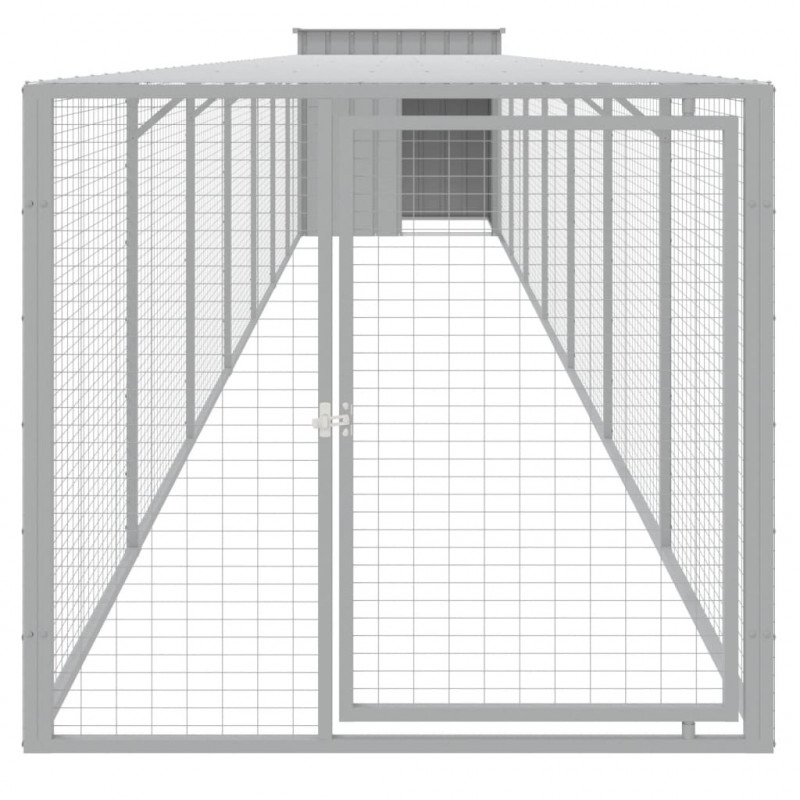 Kurnik z wybiegiem, jasnoszary, 110x813x110 cm, stal