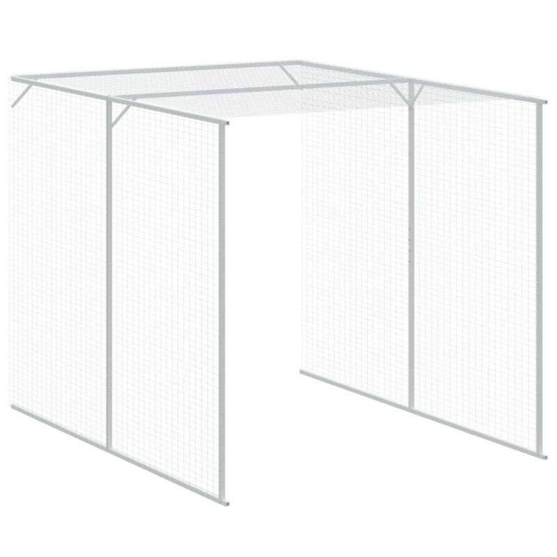 Kurnik z wybiegiem, jasnoszary, 165x1067x181 cm, stal