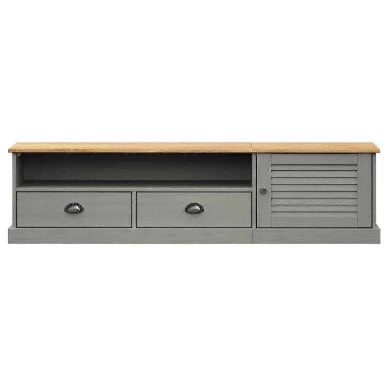 Szafka pod TV VIGO, szara, 156x40x40 cm, lite drewno sosnowe