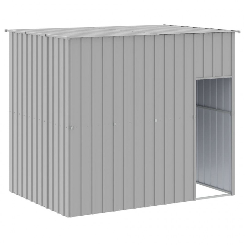 Buda dla psa, z wybiegiem, jasnoszara, 214x1273x181 cm, stal