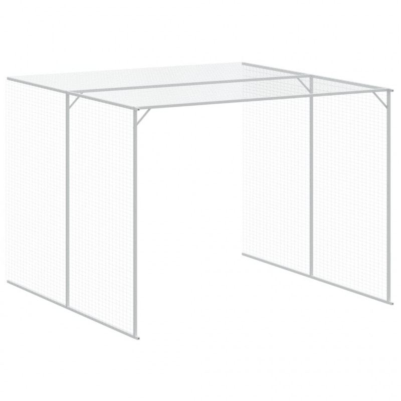 Buda dla psa, z wybiegiem, jasnoszara, 214x1273x181 cm, stal