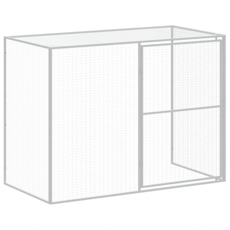 Buda dla psa, z wybiegiem, jasnoszara, 214x1273x181 cm, stal