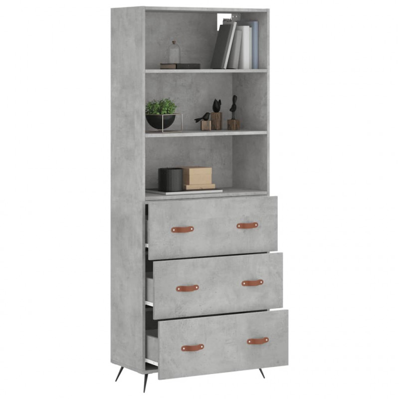 Witrynka, szarość betonu 69,5x34x180 cm materiał drewnopochodny