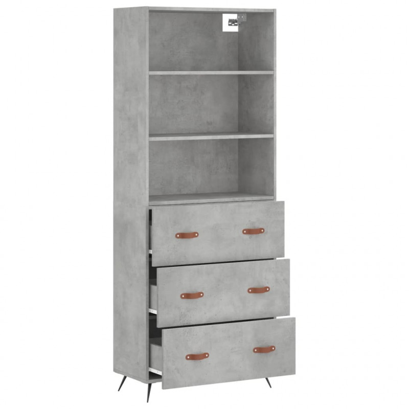 Witrynka, szarość betonu 69,5x34x180 cm materiał drewnopochodny