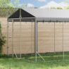 Kojec dla psa, z dachem, srebrny, 3x4,5x2,5 m, stal