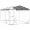 Kojec dla psa, z dachem, srebrny, 3x4,5x2,5 m, stal