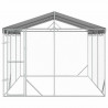 Kojec dla psa, z dachem, srebrny, 3x4,5x2,5 m, stal