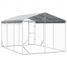 Kojec dla psa, z dachem, srebrny, 3x4,5x2,5 m, stal