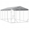 Kojec dla psa, z dachem, srebrny, 3x6x2,5 m, stal galwanizowana