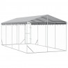 Kojec dla psa, z dachem, srebrny, 3x6x2,5 m, stal galwanizowana