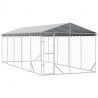 Kojec dla psa, z dachem, srebrny, 3x7,5x2,5 m, stal